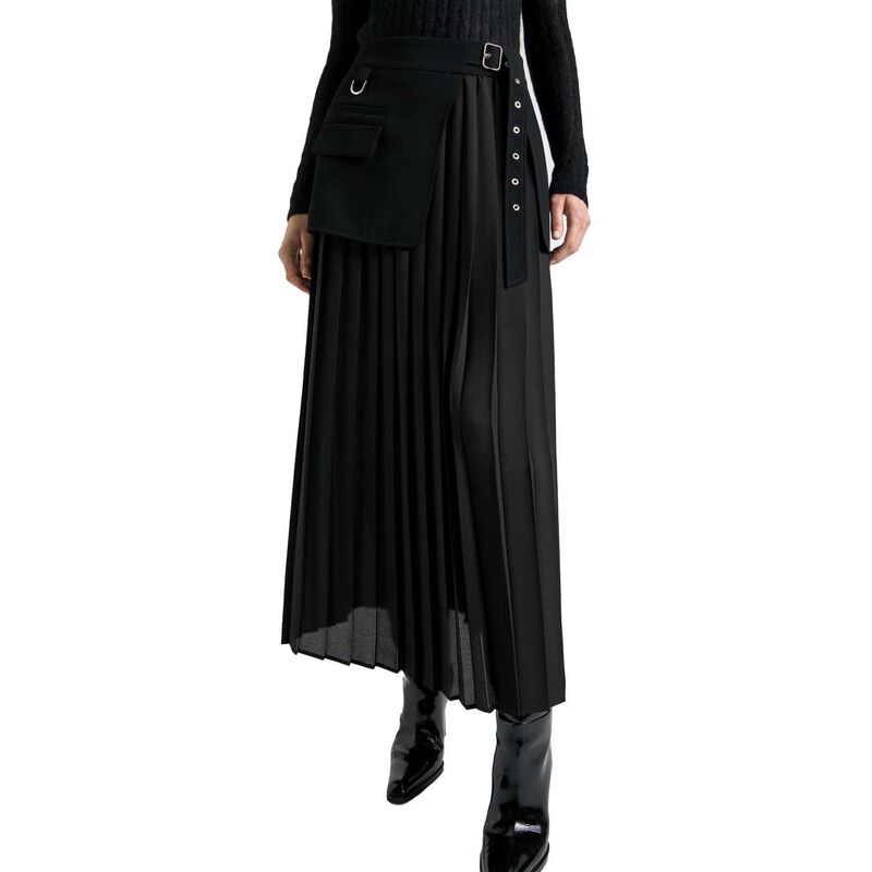 Cue Recycled Crepe Pleated Midi Wrap Skirt image number 0
